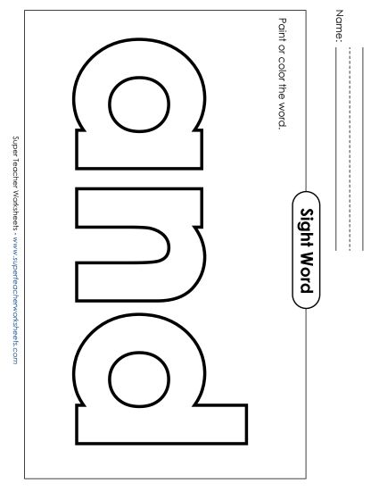 Paint or Color: And (Printable PDF Worksheet)