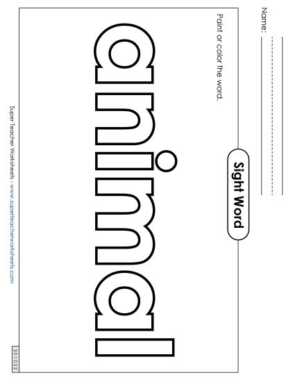 Paint or Color: Animal (Printable PDF Worksheet)