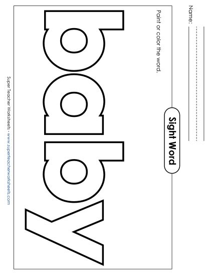 Paint or Color: Baby (Printable PDF Worksheet)