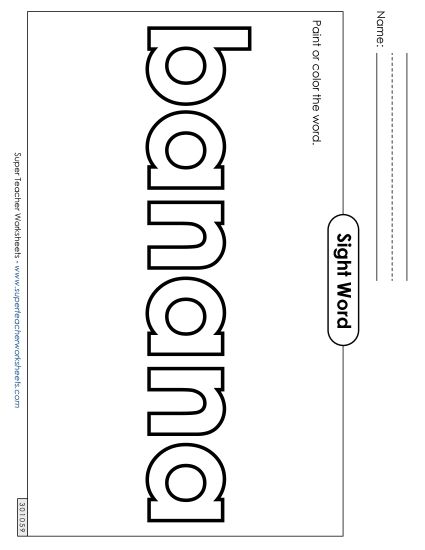 Paint or Color: Banana (Printable PDF Worksheet)