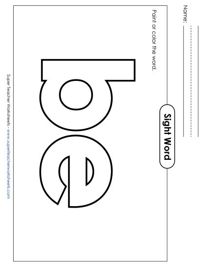 Paint or Color: Be (Printable PDF Worksheet)