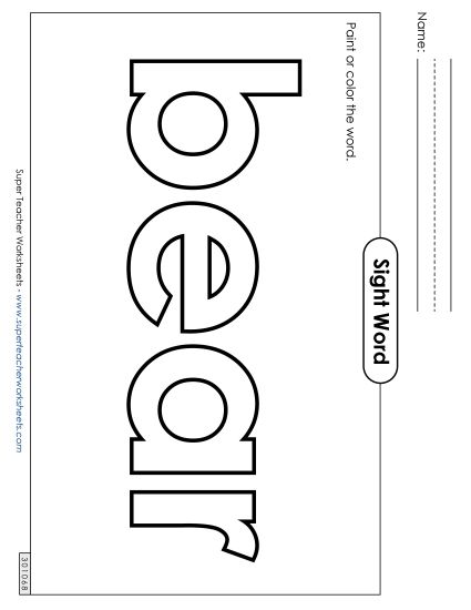 Paint or Color: Bear (Printable PDF Worksheet)