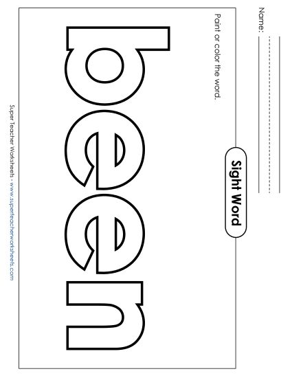 Paint or Color: Been (Printable PDF Worksheet)