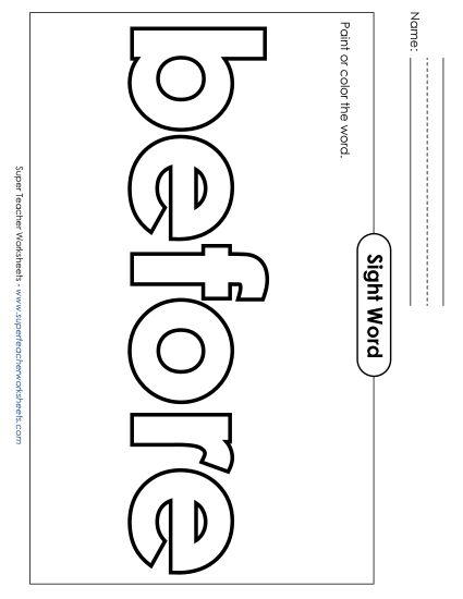 Paint or Color: Before (Printable PDF Worksheet)