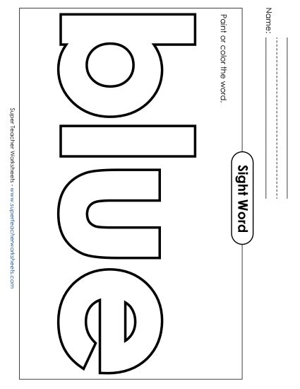 Paint or Color: Blue (Printable PDF Worksheet)