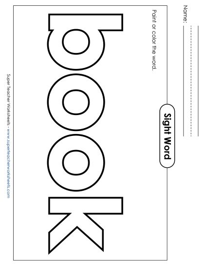 Paint or Color: Book (Printable PDF Worksheet)