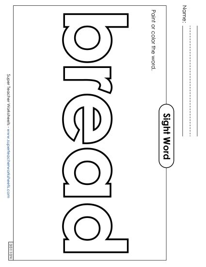 Paint or Color: Bread (Printable PDF Worksheet)