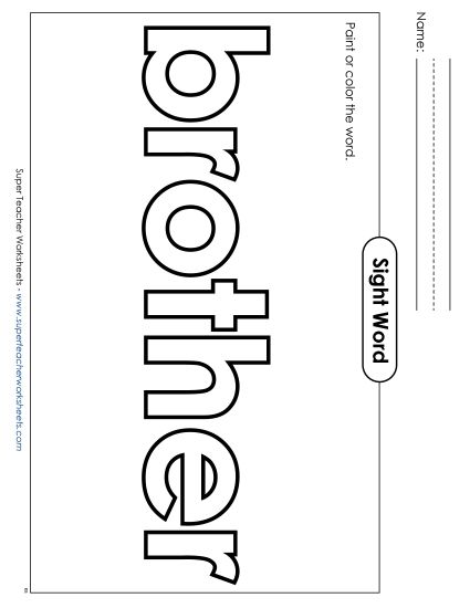 Paint or Color: Brother (Printable PDF Worksheet)