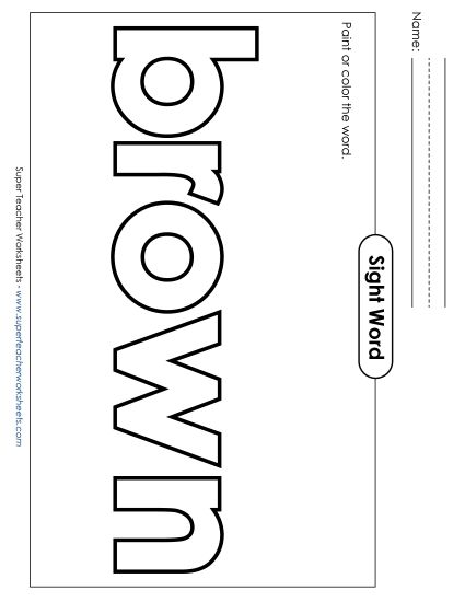 Paint or Color: Brown (Printable PDF Worksheet)