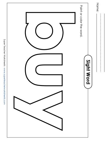 Paint or Color: Buy (Printable PDF Worksheet)