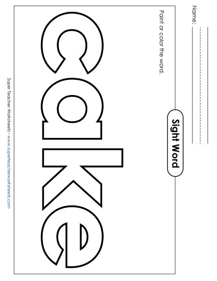 Paint or Color: Cake (Printable PDF Worksheet)