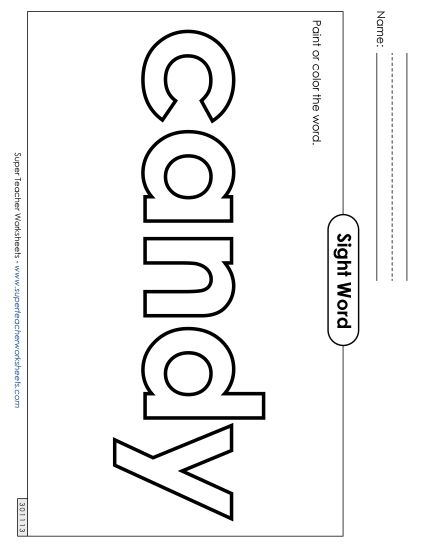 Paint or Color: Candy (Printable PDF Worksheet)