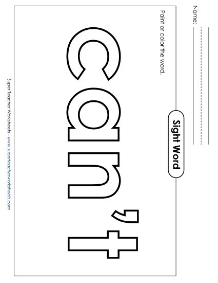 Paint or Color: Can't (Printable PDF Worksheet)