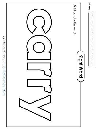 Paint or Color: Carry (Printable PDF Worksheet)