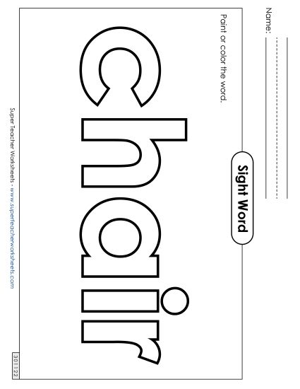 Paint or Color: Chair (Printable PDF Worksheet)