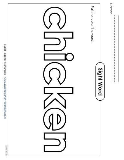 Paint or Color: Chicken (Printable PDF Worksheet)