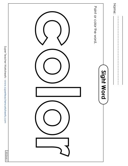 Paint or Color: Color (Printable PDF Worksheet)