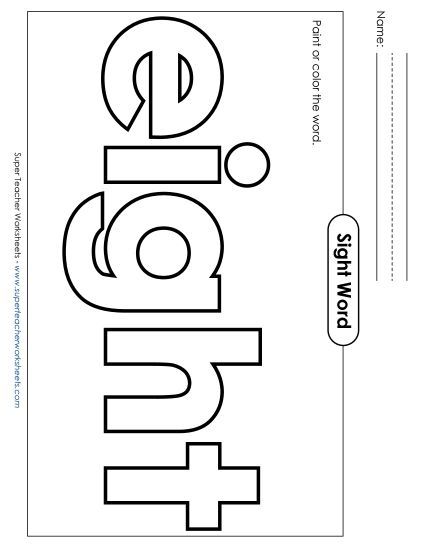 Paint or Color: Eight (Printable PDF Worksheet)