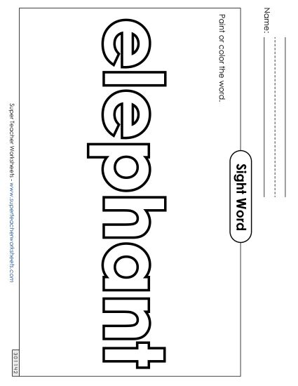 Paint or Color: Elephant (Printable PDF Worksheet)