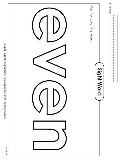 Paint or Color: Even (Printable PDF Worksheet)