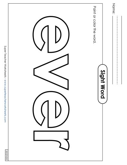 Paint or Color: Ever (Printable PDF Worksheet)