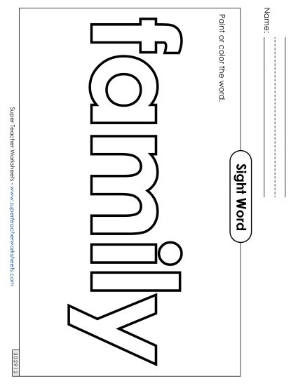 Paint or Color: Family (Printable PDF Worksheet)