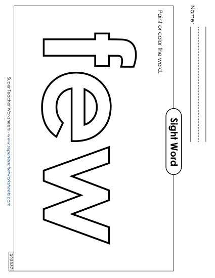 Paint or Color: Few (Printable PDF Worksheet)