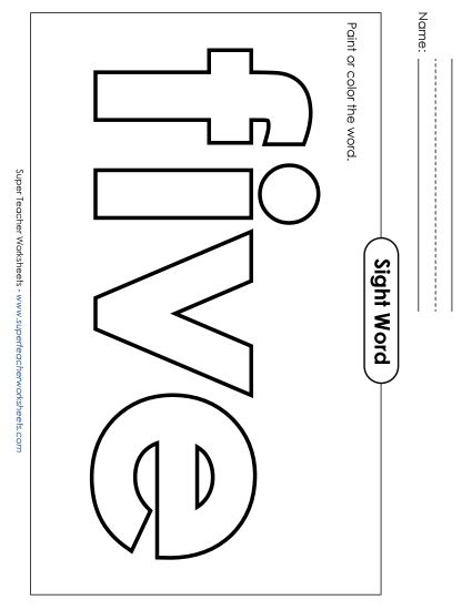 Paint or Color: Five (Printable PDF Worksheet)