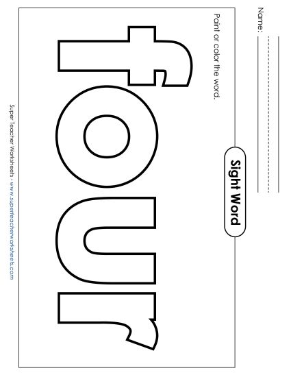 Paint or Color: Four (Printable PDF Worksheet)