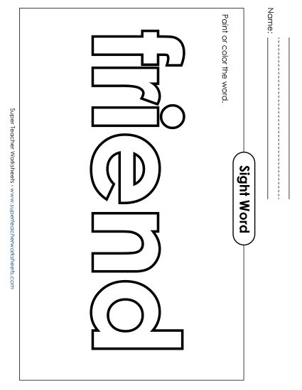 Paint or Color: Friend (Printable PDF Worksheet)