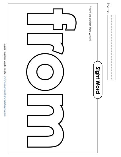 Paint or Color: From (Printable PDF Worksheet)