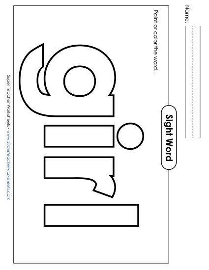 Paint or Color: Girl (Printable PDF Worksheet)