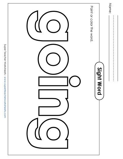 Paint or Color: Going (Printable PDF Worksheet)