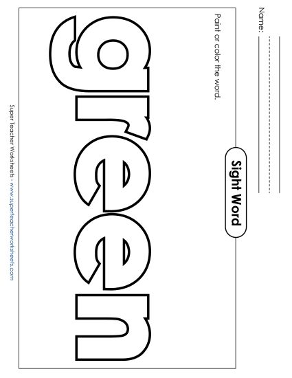 Paint or Color: Green (Printable PDF Worksheet)