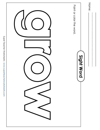 Paint or Color: Grow (Printable PDF Worksheet)