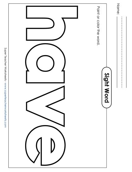 Paint or Color: Have (Printable PDF Worksheet)