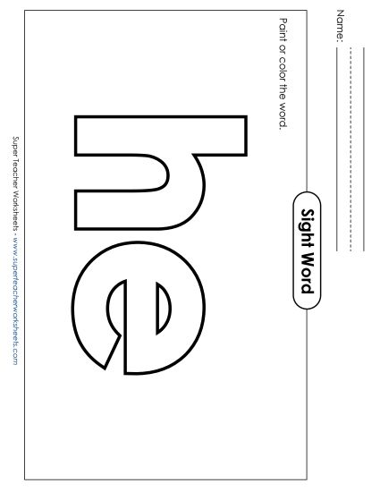 Paint or Color: He (Printable PDF Worksheet)