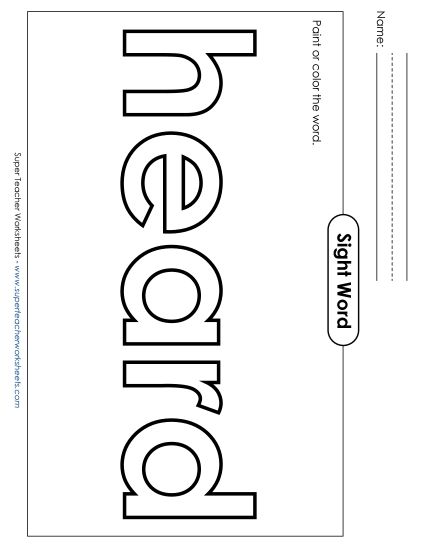 Paint or Color: Heard (Printable PDF Worksheet)