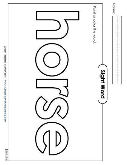 Paint or Color: Horse (Printable PDF Worksheet)