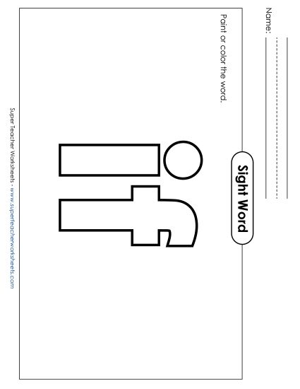 Paint or Color: If (Printable PDF Worksheet)