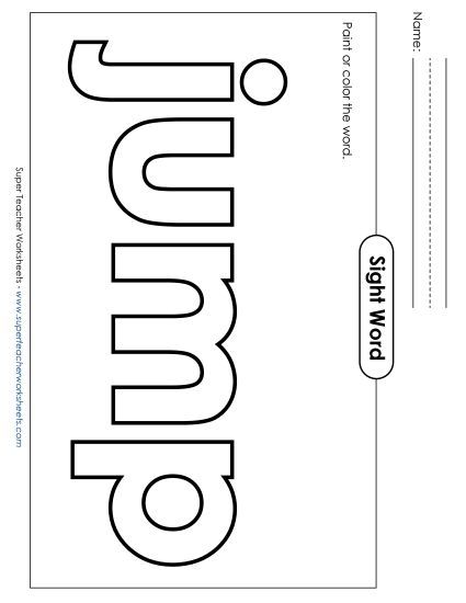 Paint or Color: Jump (Printable PDF Worksheet)