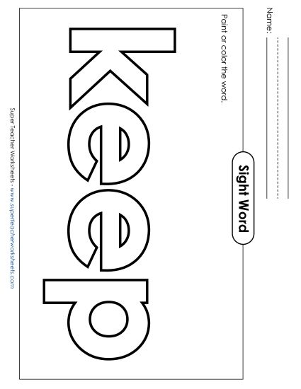 Paint or Color: Keep (Printable PDF Worksheet)