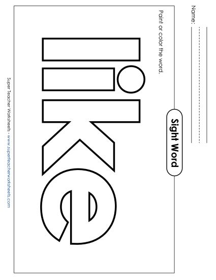 Paint or Color: Like (Printable PDF Worksheet)