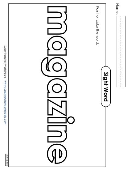 Paint or Color: Magazine (Printable PDF Worksheet)