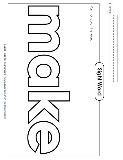 Paint or Color: Make (Printable PDF Worksheet)