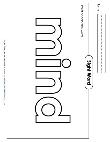 Paint or Color: Mind (Printable PDF Worksheet)