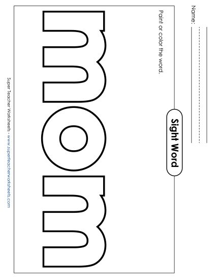 Paint or Color: Mom (Printable PDF Worksheet)