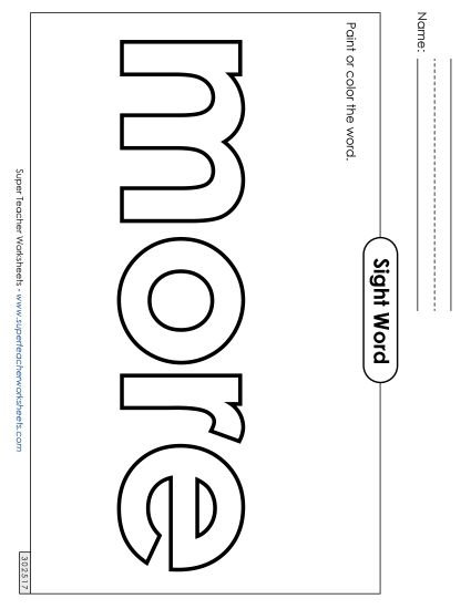 Paint or Color: More (Printable PDF Worksheet)