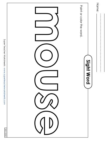 Paint or Color: Mouse (Printable PDF Worksheet)