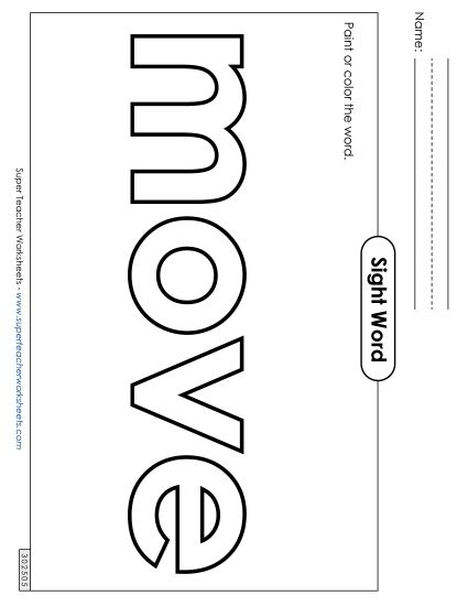 Paint or Color: Move (Printable PDF Worksheet)